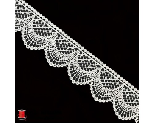 Кружево плетеное шир.6,5 см арт.LT-WB0107S-1 цв.белый уп.13,5 м