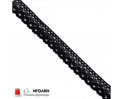 Кружево вязаное хлопковое шир.3 см арт.5114-1 цв.черный уп.91 м