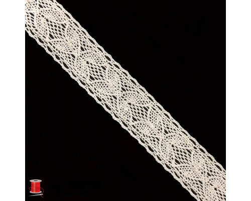 Кружево вязаное хлопковое шир.4,5 см арт.5107-8-1 цв.бежевый уп.91 м